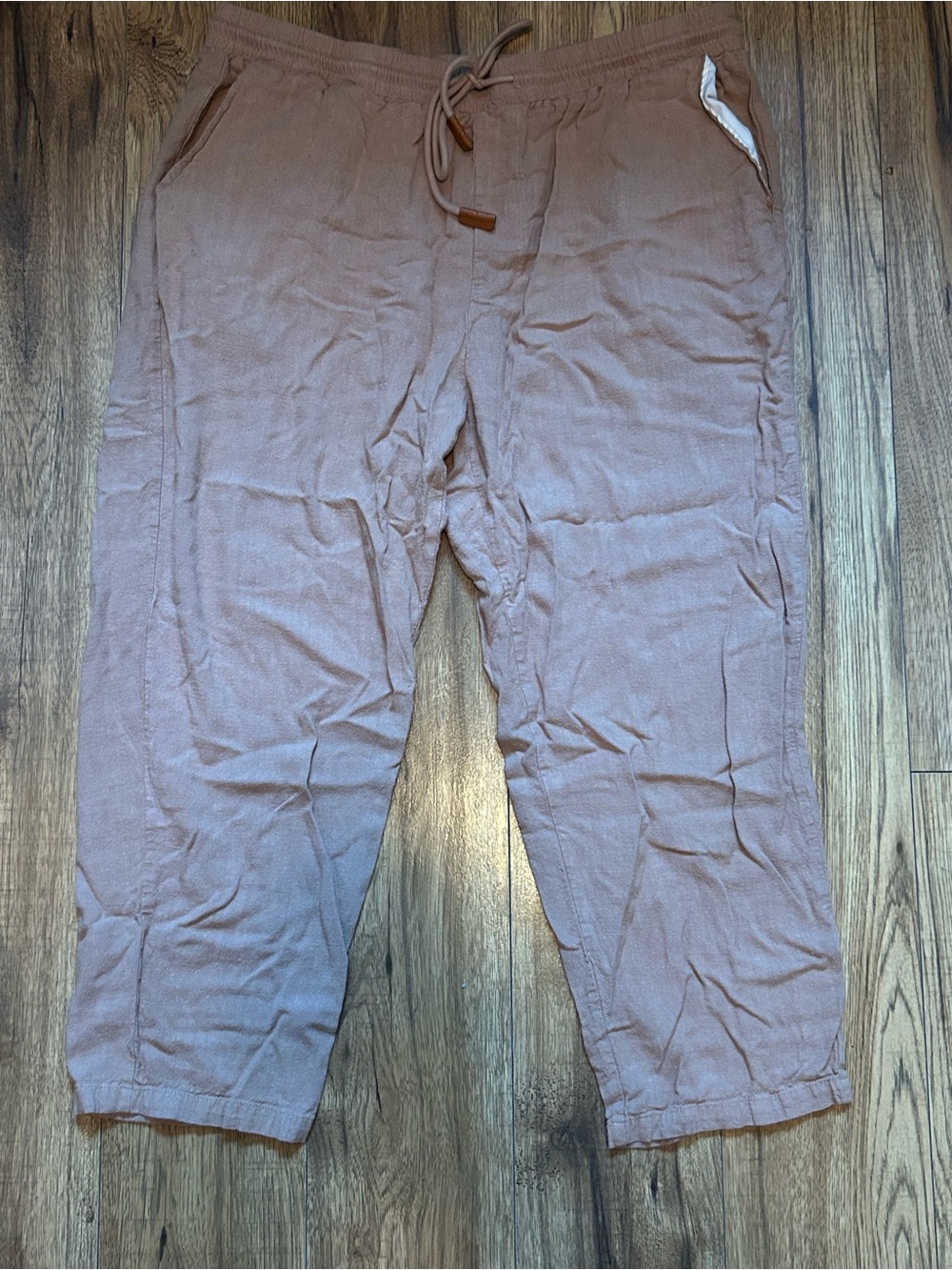Capri linen pants with drawstring
